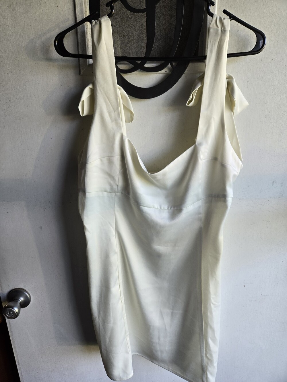 Urban Outfitters Cream Satin-Look Slip Bow Sleeve Dress NWT